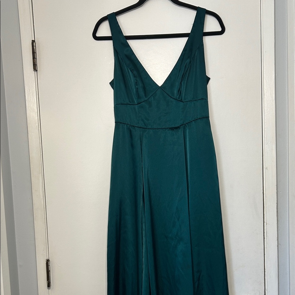 David’s Bridal Galina Signature Charmeuse Tank V-Neck Dress with Slit